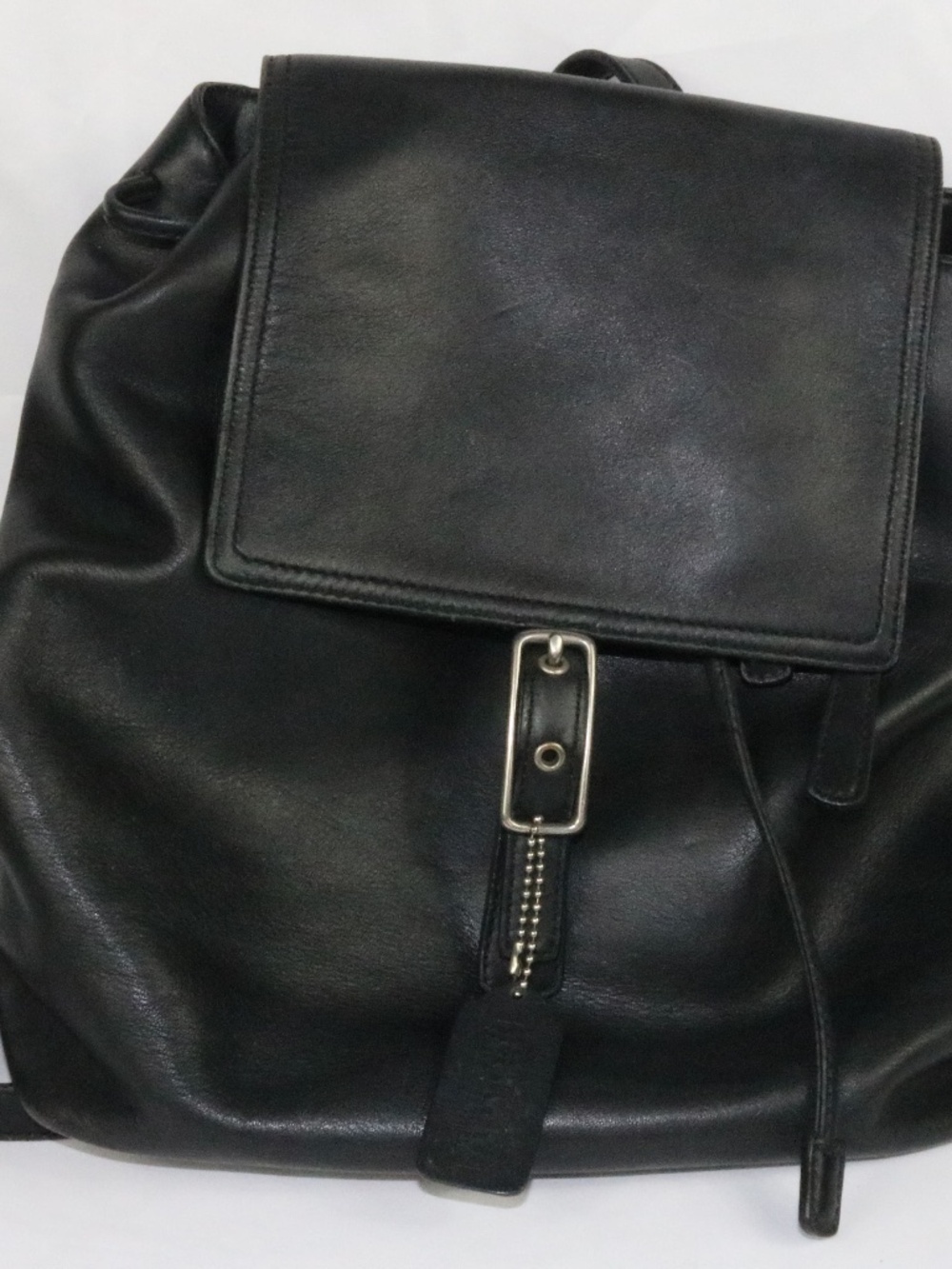 No C13-9827 Vintage Coach Black Leather Legacy West Hampton Daypack Bag